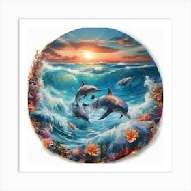 Default Pictures Of The Sea With Dolphins 3 Art Print