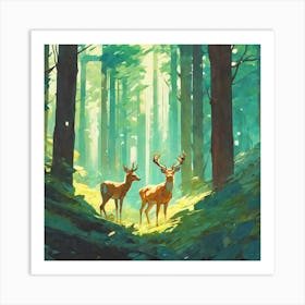 Deer In The Forest 77 Art Print