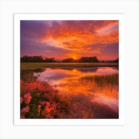 Sunset Over Marsh Art Print