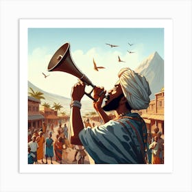 Man Blowing A Trumpet Art Print