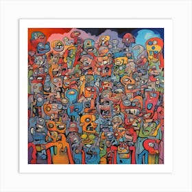 Grafitti 'The Crowd' 1 Art Print