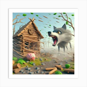 Wolf And Pig In The Forest Art Print