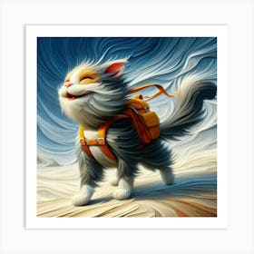 Cat With Backpack Art Print