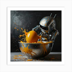 Robot Eats Egg Art Print