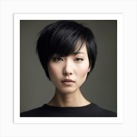 Asian Woman With Short Hair Art Print