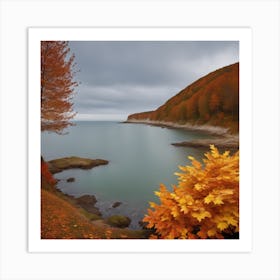 Autumn Leaves By The Sea Art Print