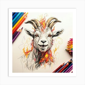 Goat On Fire 27 Art Print