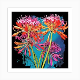 Andy Warhol Style Pop Art Flowers Agapanthus 4 Square Art Print