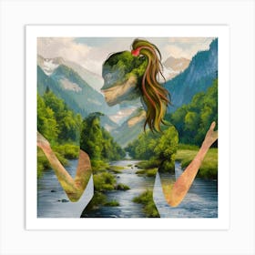 Woman In The Forest Art Print