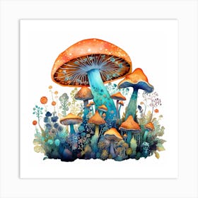 Mushrooms And Flowers 36 Art Print