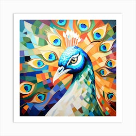 Cubism Art, Peacock 2 Art Print