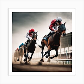 Jockeys Racing On The Track 8 Art Print