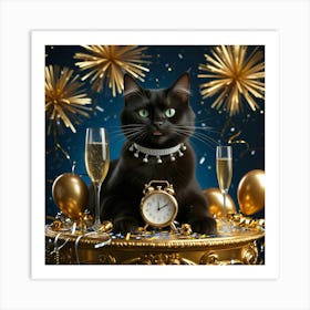 Leonardo Phoenix 10 A Regal Black Cat With Piercing Green Eyes 1 Art Print