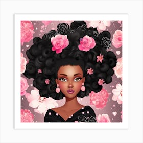 Afro Girl With Flowers 4 Art Print