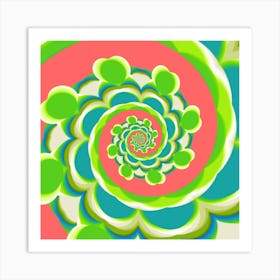 Green-ish and Blue-ish Swirl Abstract w/Orange-y Background ~ 10.1.23.1 Art Print