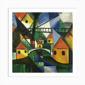 Bridge over the river surrounded by houses 18 Art Print