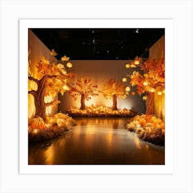 Autumn Themed Generative Light Decor Captures The Essence Of Thanksgiving Manipulations Of Holiday Art Print