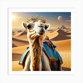 Camel With Crown On His Head Royalty Art Print