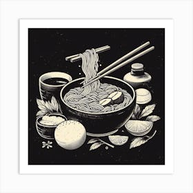 Asian Noodle Illustration Art Print