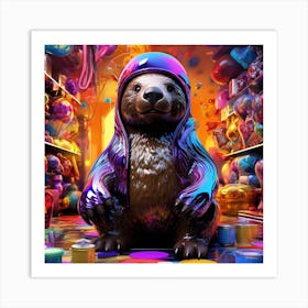 Otters Splash Colors Art Print