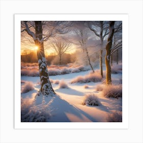 A Covering of Snow in the Winter Woodland Garden 1 Art Print