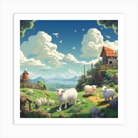 Sheep In The Countryside Art Print