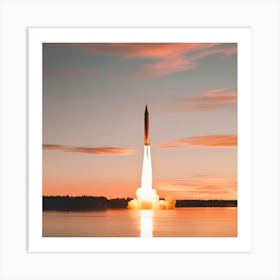 The Rocket in the Sunset Art Print