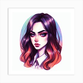 Girl With Long Hair Art Print