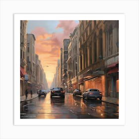 Sunset In Paris Art Print