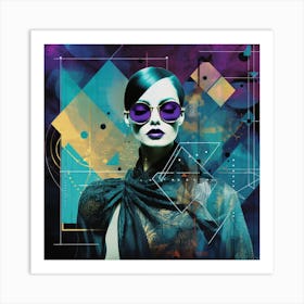 Abstract Woman With Sunglasses Art Print