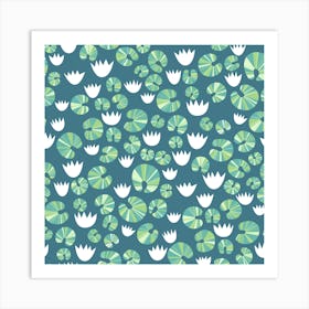 Water Lilies and Lily Pads in a Pond Art Print