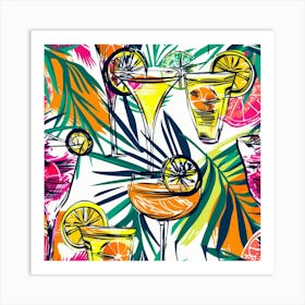 Seamless Pattern With Tropical Drinks 2 Art Print