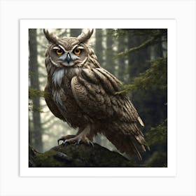 Owl In The Forest 126 Art Print