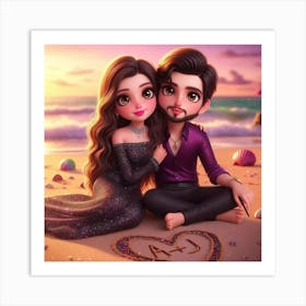 Couple On The Beach Art Print