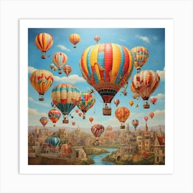 Hot Air Balloons paintings art print 2 Art Print