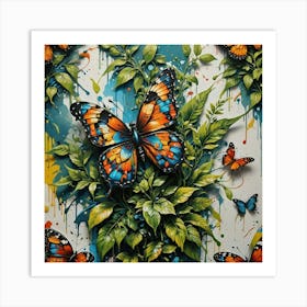 Butterflies On The Wall Art Print