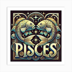 Pisces Zodiac Sign, Water Element, Two Fishes 1 Art Print