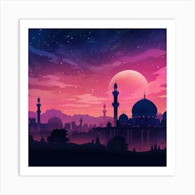 Islamic City At Night 1 Art Print