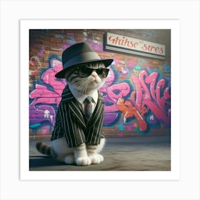 Gangster cat Art Print