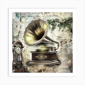 Gramophone Surreal Illustration Art 01 Art Print