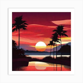 Sunset At The Beach 154 Art Print