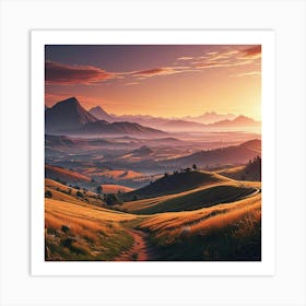 Sunset In The Mountains 4 Art Print