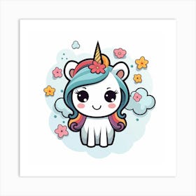 Unicorn Kawaii 3 Art Print