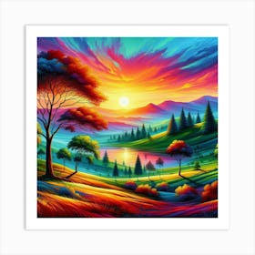 Colorful Landscape Painting Art Print