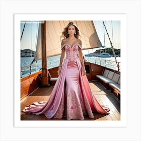 Woman In A Pink Dress Art Print