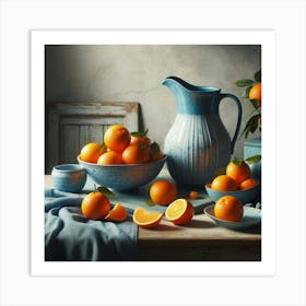 Oranges On A Table Art Print