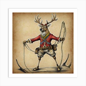 Deer On A Rope Art Print