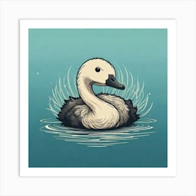 Swan In Water Art Print