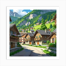 Village In The Mountains 4 Art Print