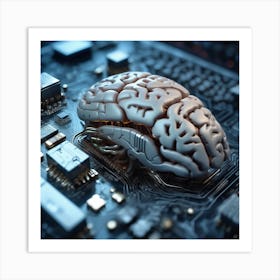 Brain On A Circuit Board 81 Art Print